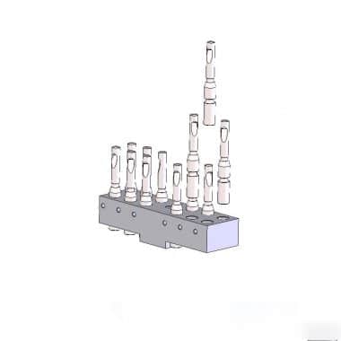 breakaway closing pin holding block with pins tablet compression tooling part